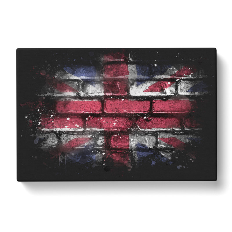 Union Jack Brick Wall Graffiti - Wrapped Canvas Print, 30cm H x 45cm W x 4cm D
