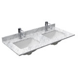 48" Double Countertop in White Carrara Marble with Square Sinks and Backsplash