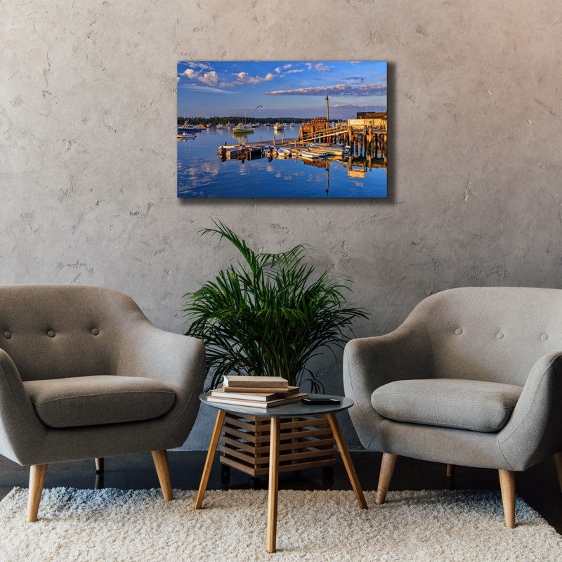 Toile épique «Summer Morning In Friendship Harbor» par Rick Berk, 40 po x 26 po
