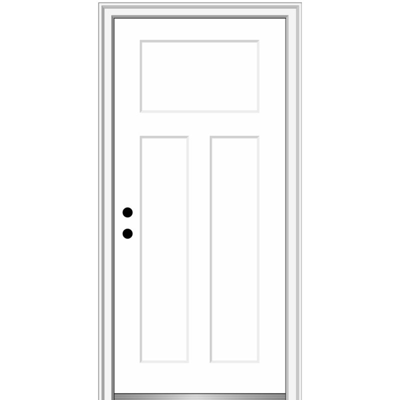 Primed White MDF 3-Panel Fire Rated Door, 32"x80"