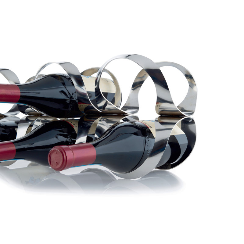 Ribbon Tabletop Wine Bottle Rack, Silver