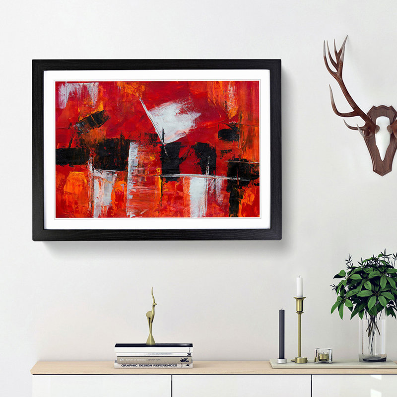 Abstract Art Painting Vol.263 by S.Johnson - Picture Frame Painting Print, 48cm H x 65cm W x 2cm D, Black Framed