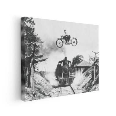 Motorcycle Jumping Old Train