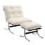 Méridienne Mid-Century moderne en cuir d'inspiration Bauhaus avec pieds en repose-pieds chromés-1643604170
