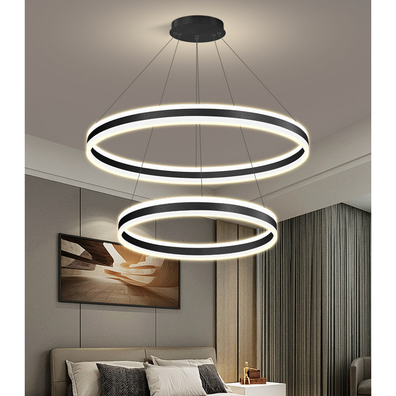 2-ring Modern Led Chandelier Gold, Matte Black