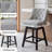 25.6" Swivel Bar Stools Set Of 3, Counter Height Barstools With Back, Linen Fabric Upholstered Bar Stools, Modern Barstools Wood Legs For Kitchen Island Dining Room Bar-41674110-41674108