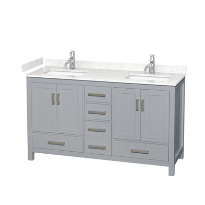 Sheffield 60" Freestanding Double Bathroom Vanity with Cultured Marble Top