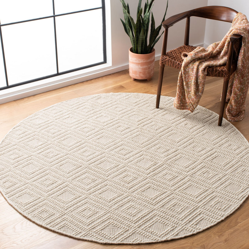 Connellsville Hand Woven Wool/Cotton Geometric Rug in Ivory, Rectangle 9' x 12'