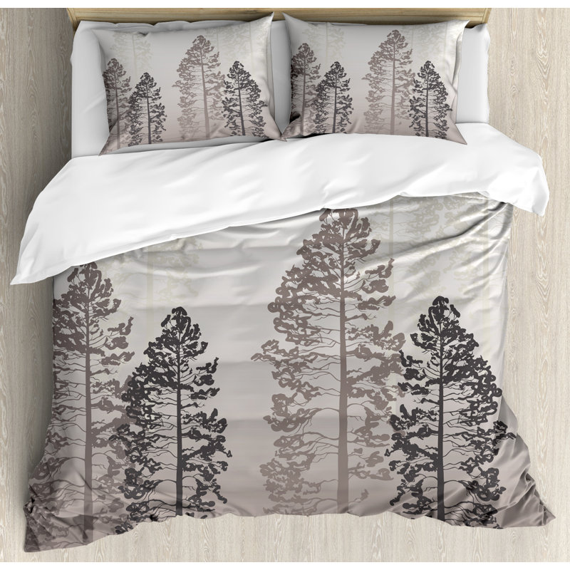 King Gray and Brown Microfiber Farmhouse Duvet Cover Set