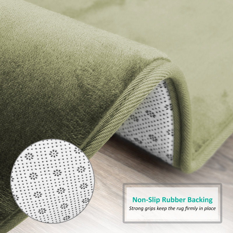 Ultra Soft and Absorbent Memory Foam Bath Rug Set with Non-Slip Backing, Sage Olive Green, Small: 24" L x 17" W