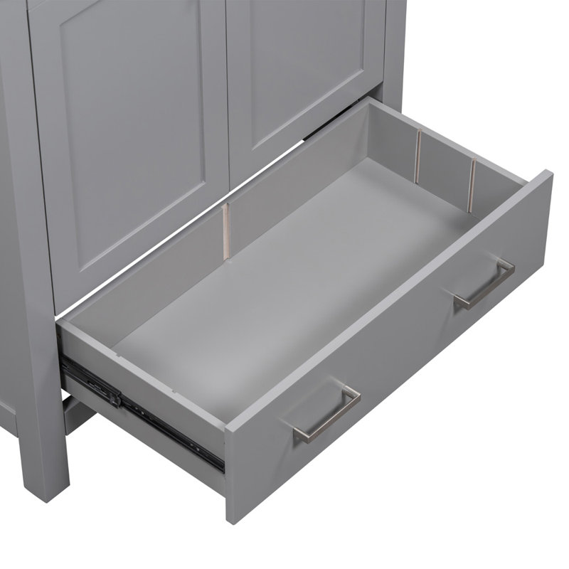 30 Inch Bathroom Vanity With Single Sink, Silver, Gray