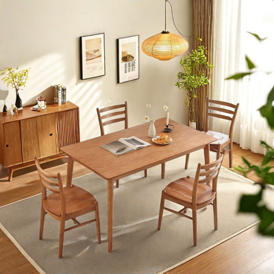 Ensemble de table de salle à manger simple en bois de frêne massif