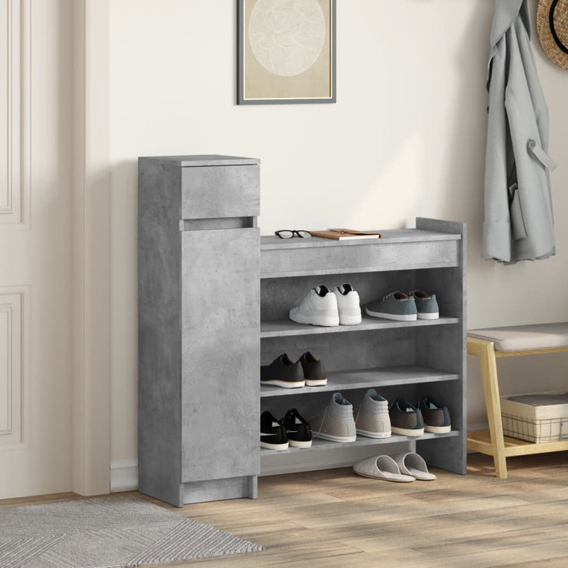 12 Pair Shoe Storage Cabinet, Concrete Grey
