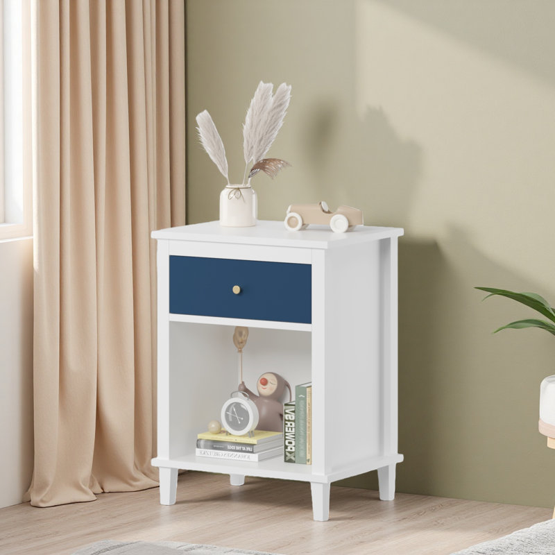 Table de chevet 26,77 po H avec tiroir en bois et tablette pour enfants