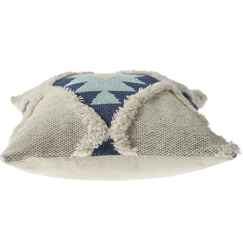 Housse de coussin géométrique en mélange de coton à texture géométrique, Polyester/ bourre en polyester