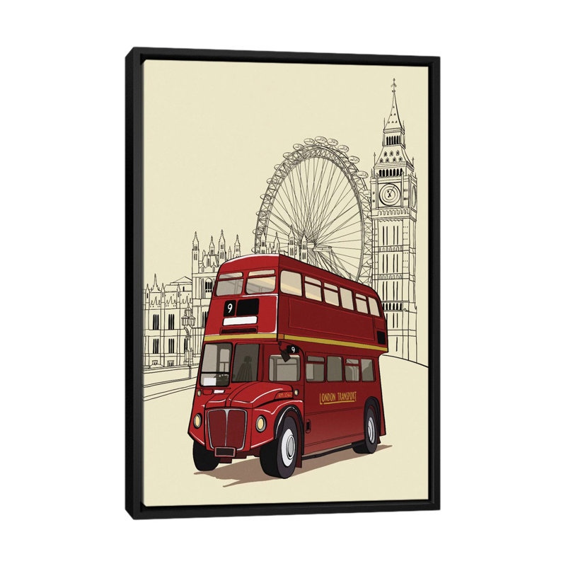 Bavleen Transportation, 26" H x 18" W x 1.5" D, Black Framed Canvas