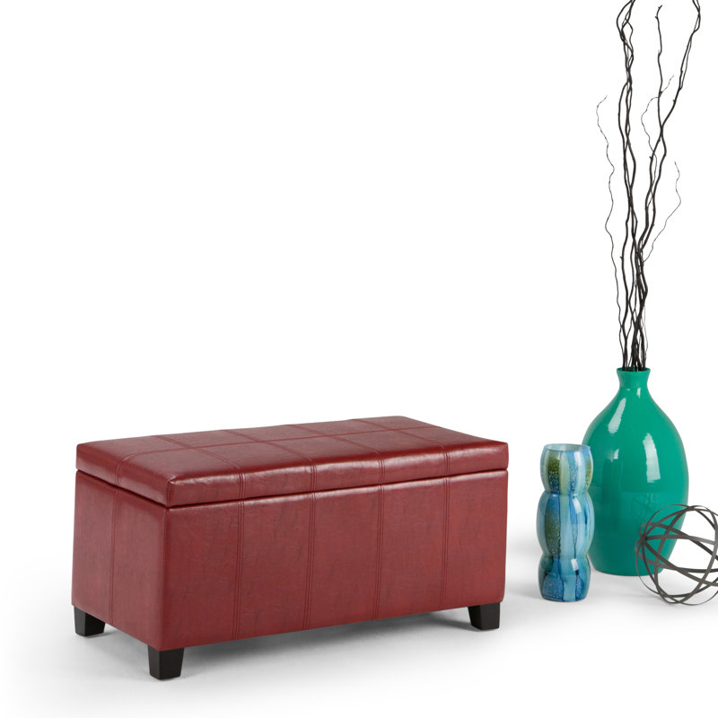Repose-pieds rectangulaire avec rangement relevable Dover, Similicuir Radicchio rouge
