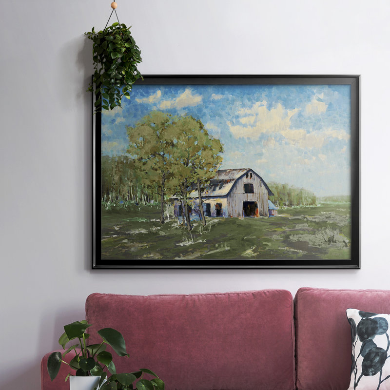 Autumn Barn V30, reproduction d'art sur toile, H 30 po x l 44 po x P 1,5 po, Noir
