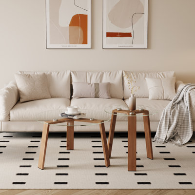 Modern Minimalist Round Glass Coffee Table Set