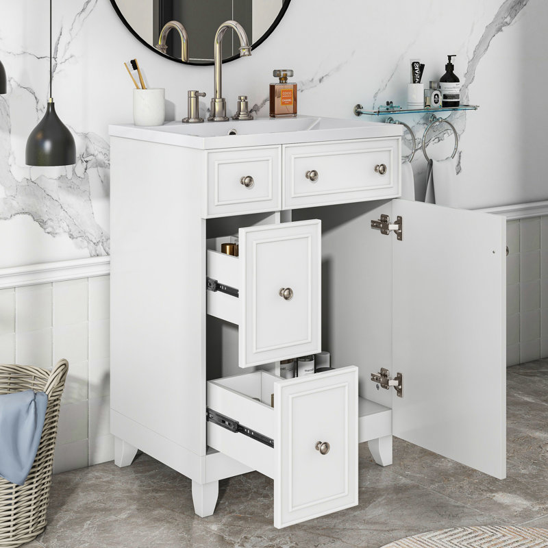 Ensemble de meuble-lavabo simple 24 po avec plateau en céramique Ovedia