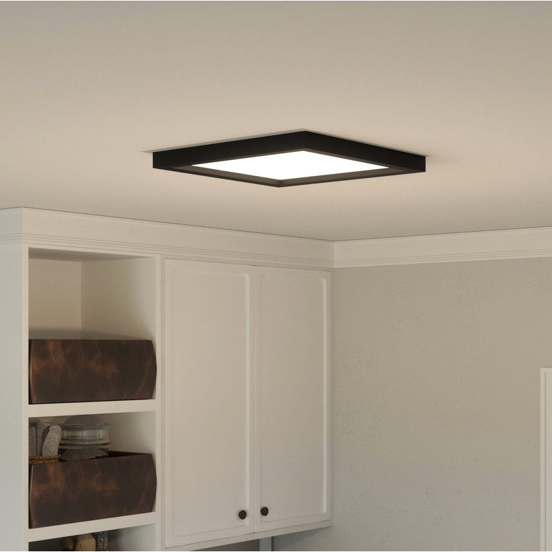 Plafonnier encastré 1 lumière DEL Quoizel, Noir terre, H 1 po x l 15 po x P 15 po
