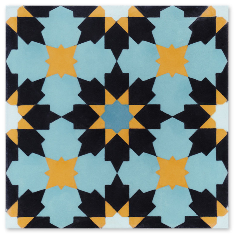 Casablanca 8" x 8" Cement Patterned Wall & Floor Tile, Primero