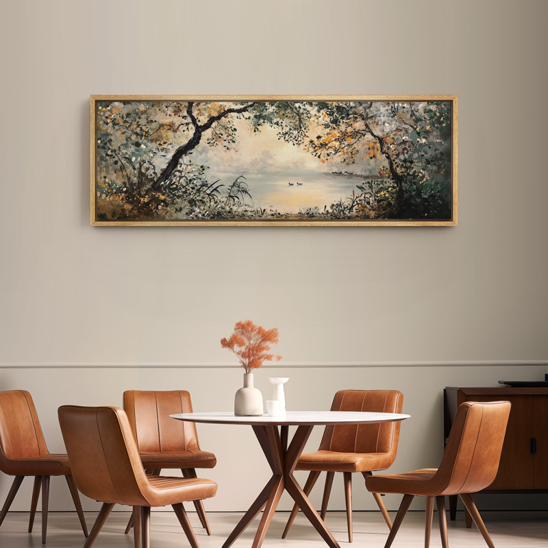 Paysage de forêt, art mural de salon rustique, impression numérique sur toile, art numérique, H 20 po x l 60 po, Naturel