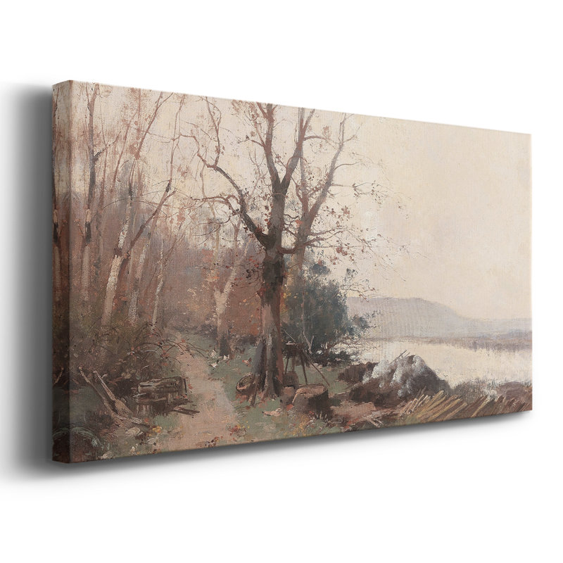 Série paysage - CDXCI - Toile tendue avec châssis, prête à accrocher, H 21 po x l 41 po, Doré