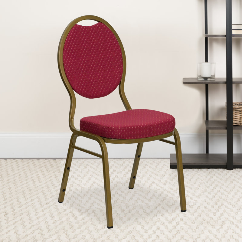 Chaise de banquet empilable Boston Teardrop, Bourgogne, Filon doré