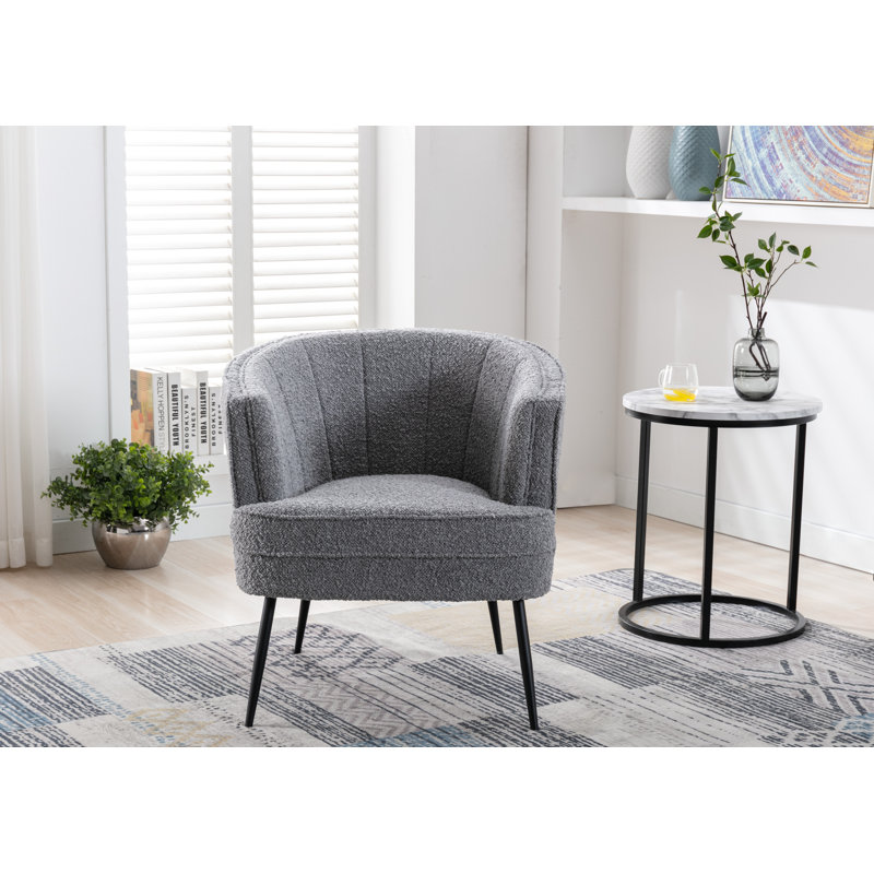 Upholstered Barrel Chair, Grey