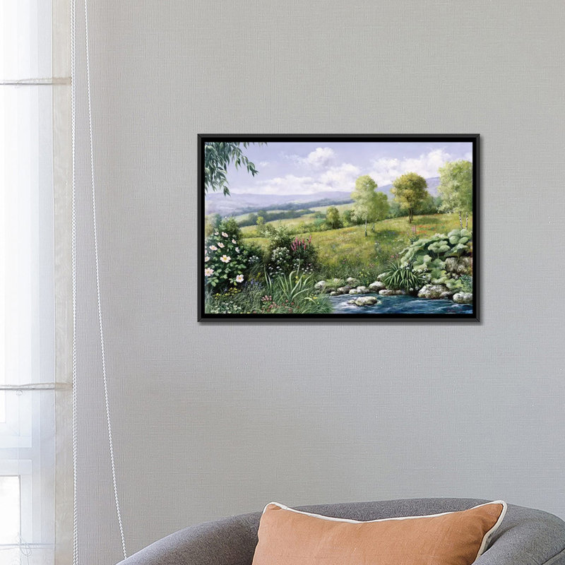 « summer time », impression sur toile, Pas de tapis, Toile avec cadre noir, H 18 po x l 26 po x P 1,5 po