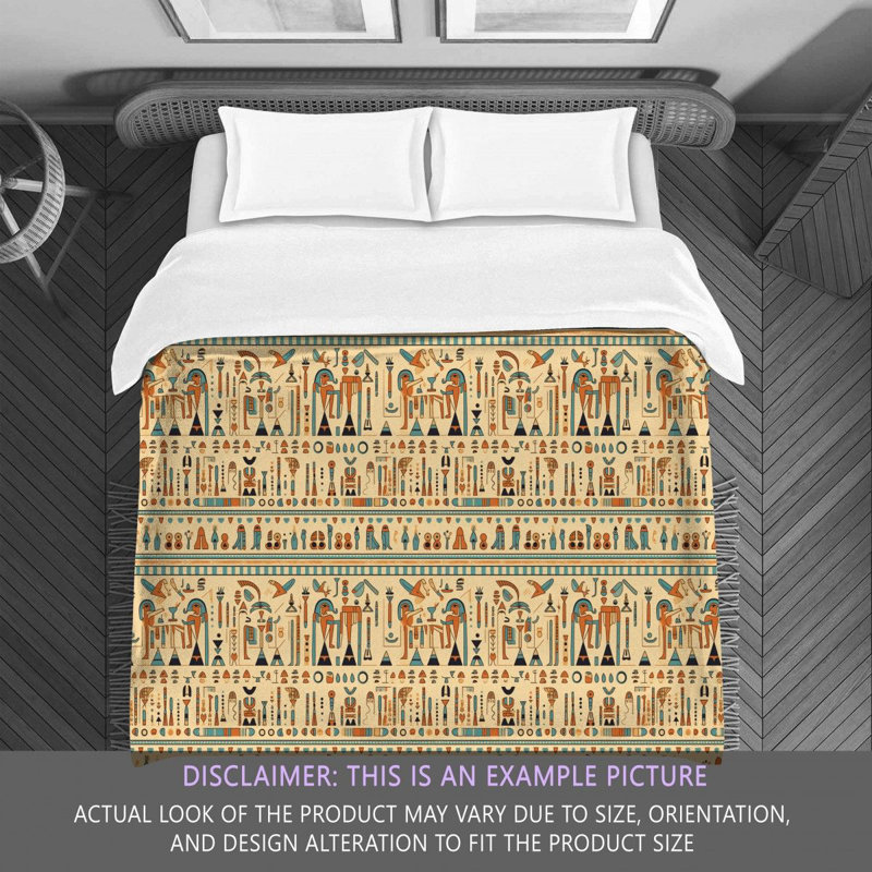 Egyptian Mythology Yellow Microfiber Comforter, King Comforter