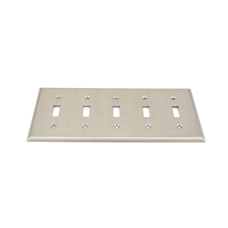 5-Gang Toggle Light Switch Wall Plate, Satin Nickel