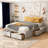 Wood Bed with 6 Storage Drawers-726450218-726450221