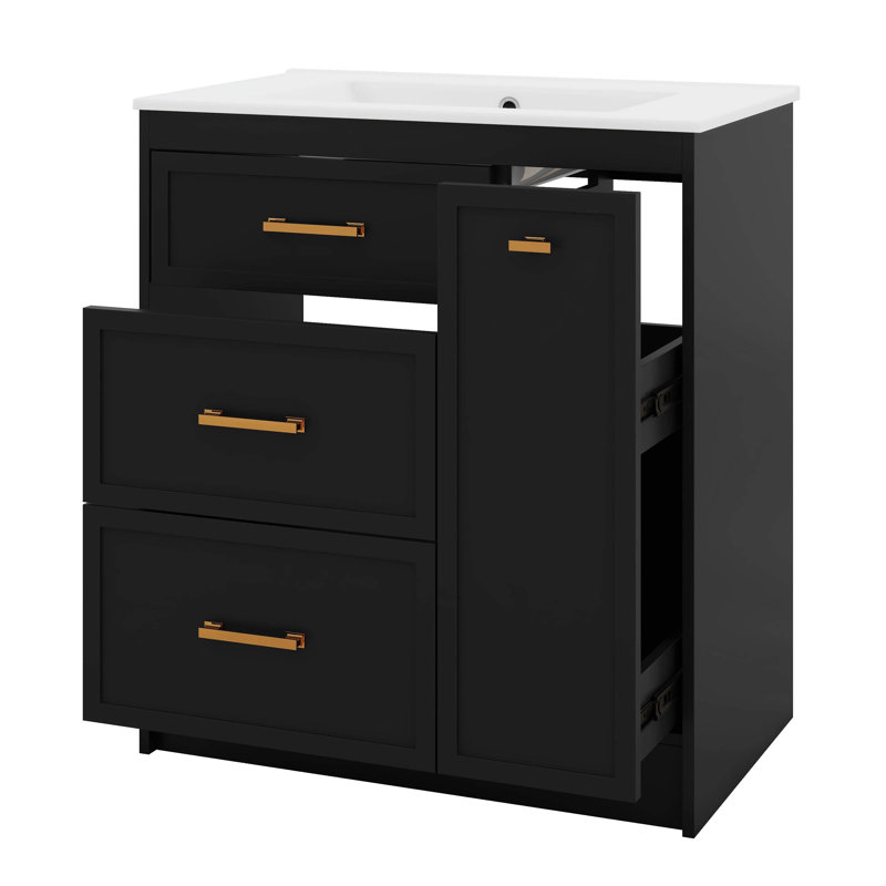 Meuble-lavabo de 30 po avec lavabo, meuble-lavabo classique, meuble-lavabo de 30 po avec lavabo comprenant 2 tiroirs et un tiroir double couche