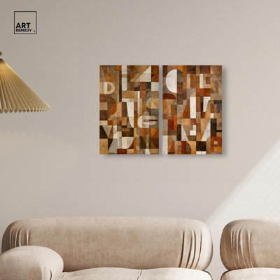 Desert Modernism Canvas Print Boho Gold Wall Decor Set by Art Remedy, Black Frame, 10 x 15