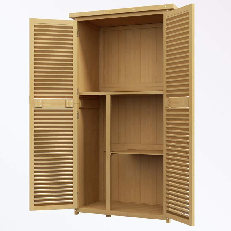 Armoire de rangement extérieure avec tablette, 2 grandes portes en bois avec serrure