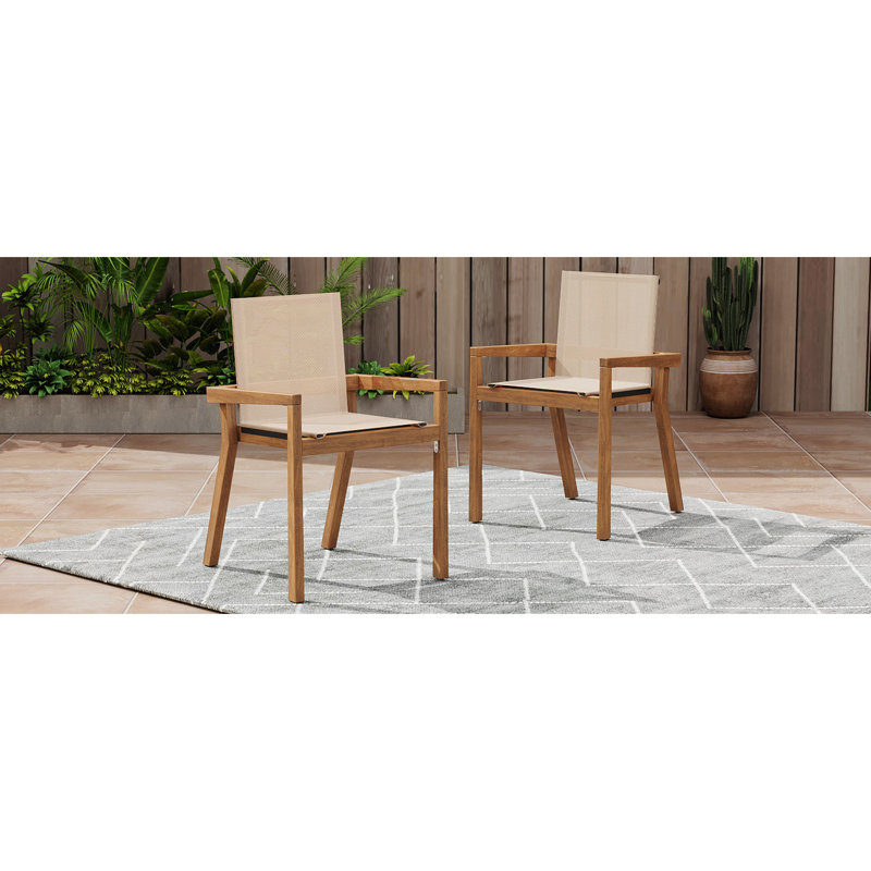 Ensemble de 2 chaises de patio, structure en teck