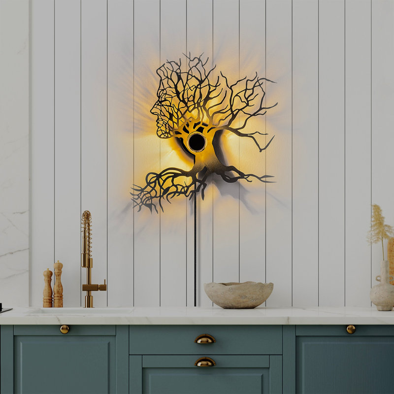 Stylish Black Wall Lamp, 20.1 x 18.5 x 3.5 Inches | 100% Metal Construction, 40W | On/Off Switch, 78.7-Inch Cable | IP20 Rated, Versatile for Living Room & Bedroom Décor | Modern Design, Easy Installation