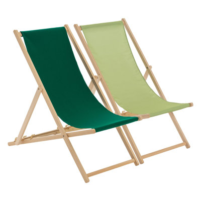 Harbour Housewares - Traditional Wooden Deck Chairs - Set of 2