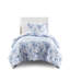 Housse de couette rayée à motif floral double / grand bleu, microfibre, cravate intérieure hypnotisante