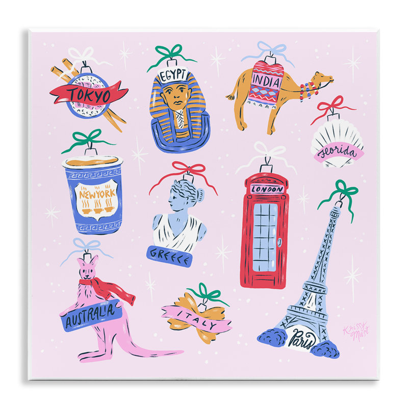 Plaque murale Global Travel Ornaments, design par Krissy Mast