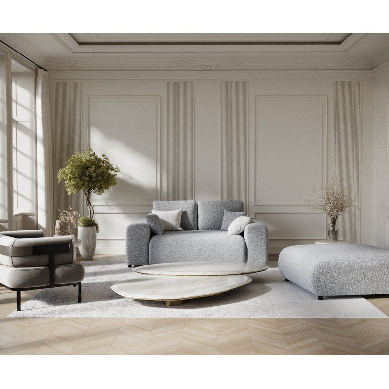 Two-seater square arms loveseat sofa, Grey