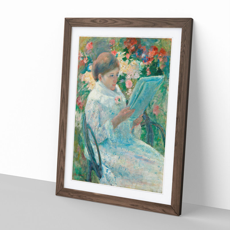 On a Balcony by Mary Cassatt - Picture Frame Painting, 65cm H x 48cm W x 2cm D, Walnut Framed