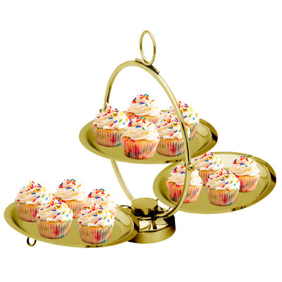 Round Gold Foldable Tiered Serving Stand