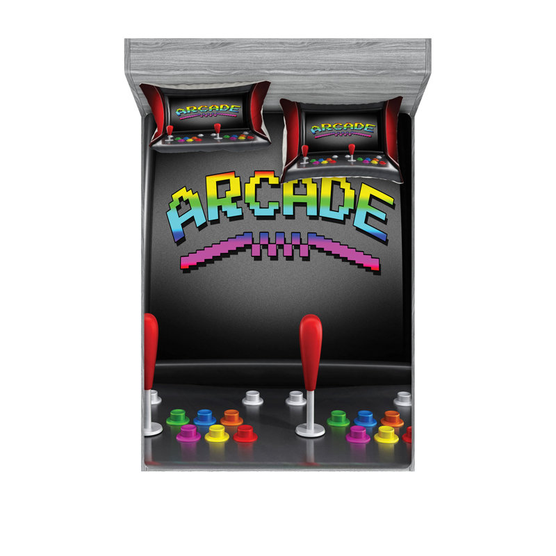 Multicolore drap-housse et coussin décoratif Ambesonne, Ensemble de draps pour taille de lit très grand +