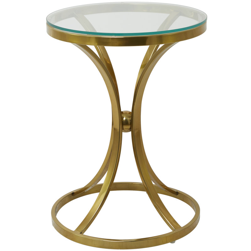 Wadad Stainless Steel Top End Table, Gold