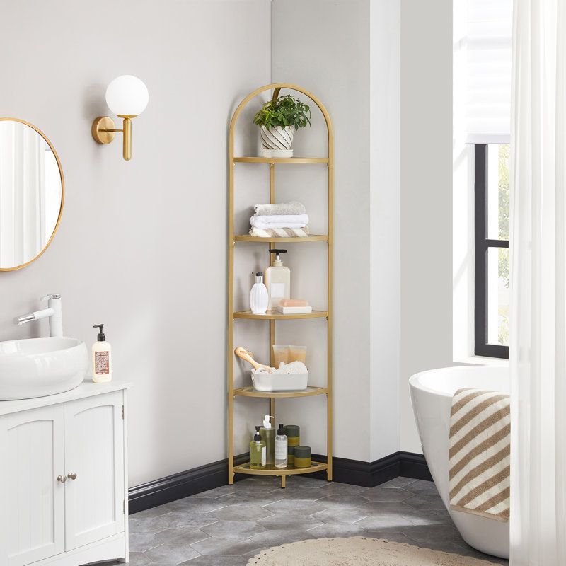 Cotaco Corner Bookcase, Golden/White