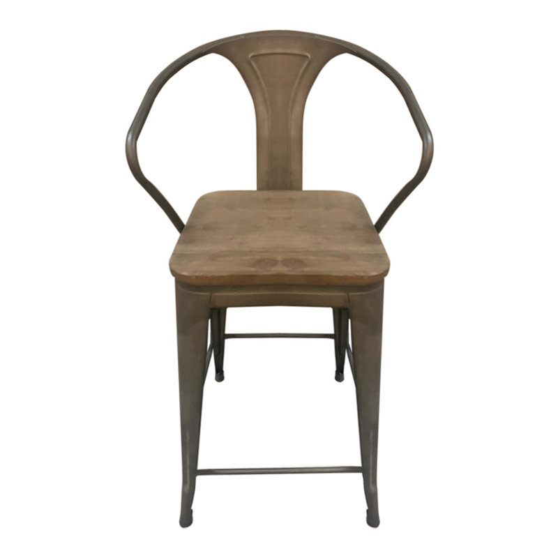 Tabouret avec accoudoir en bois de noyer