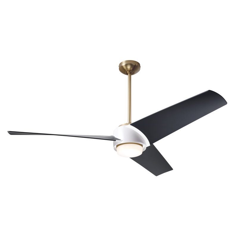 Ambit 56'' Ceiling Fan with LED Lights, Matte Black, Satin Brass/Matte White, Handheld Remote Control